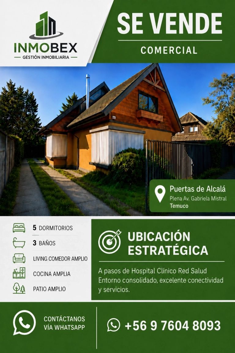 SE VENDE CASA COMERCIAL TEMUCO